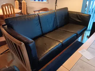 Læder tremmesofa 3 + 2