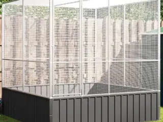 Voliere 211x207x212 cm stål sølvfarvet