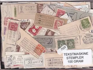 Danmark Tekstmaskinestempelafklip 100 gram.
