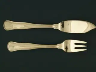 Dobbeltriflet Cohr Fiskekniv 19 cm.Gaffel 16½ cm.