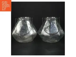 2 Glaslanterner med hank (str. Ø. 15 cm. )