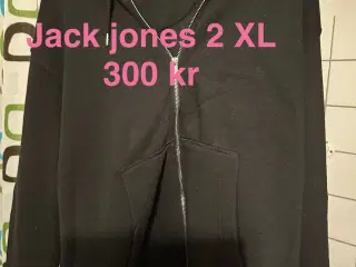 Sort hætte bluse tyk varm str XL 