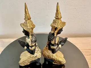 To vintage Buddhafigurer håndstøbte af bronze