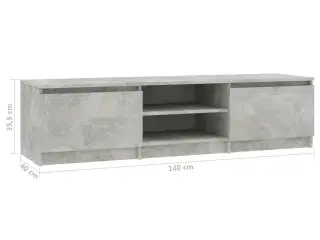 Tv-bord 140x40x35,5 cm konstrueret træ betongrå
