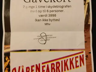 Gavekort/skydebiograf