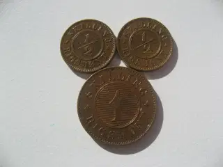 Særdeles flotte 1/2 Skilling & 1 Skilling 3 stk