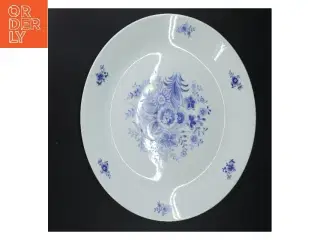 Porcelænsfad med blåt mønster (str. Ø 33,5 cm)