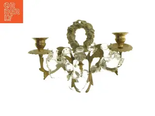 Vintage dobbelt lysestage med krystaller (str. 26 cm)