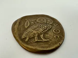 Lille ugle messing medaljon / brik (vintage)