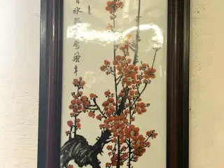 Kina .Porcelænsbillede m. ramme fra ca. 1950