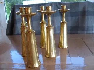 Messing lysestager, 6 stk. Stilrene og elegante