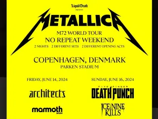 Metallica 2 Day Tickets (14 & 16 juni) Copenhagen