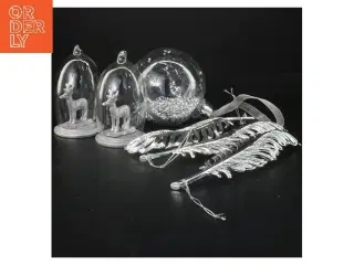 Sølv og glas juledekorationer (str. Ø 10 og 10 cm og 19 cm)