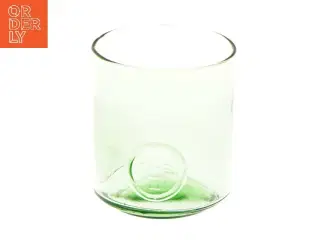 Grønt glas med fransk lilje motiv (str. 8 cm)