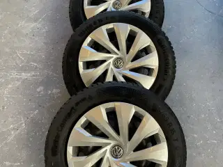 15" original WV Polo stålfælge + vinterdæk Conti