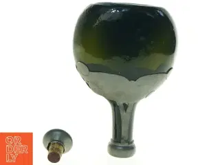 Antik Tindekoreret Glasdekantér flaske med dekorativt mønster og prop (str. 24 x, 14 cm)