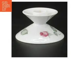 Lysestage i porcelæn med rosemotiv fra Hutschenreuther (str. Ø 9 cm)