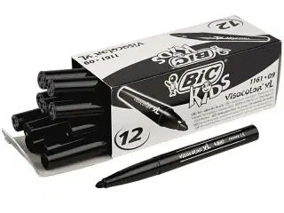 BIC Visa Color Tusch, 3 mm, Sort - 12 stk.