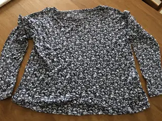 BLUSE - hvid m/blad-print