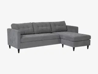 Sofa med chaiselong med grå fløjl
