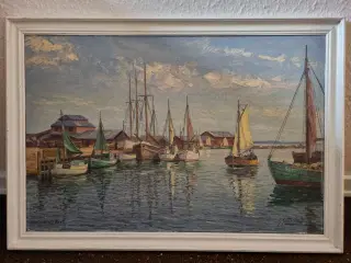 Oliemaleri - Gilleleje havn