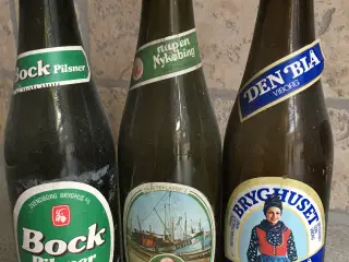 Ølflasker, 150 stk. fra nedlagte danske bryggerier