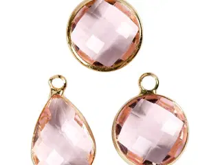 Smykkevedhæng, H: 15-20 mm, hulstr. 2 mm, lys rosa, 1 pk.