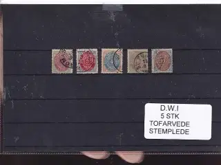 Dansk Vestindien - 5 Stk. Tofarvede - Stemplet