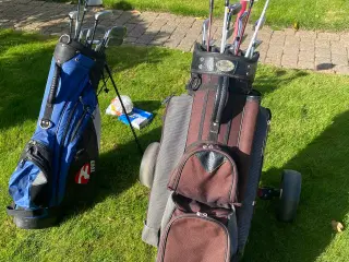 2 x golfsæt, bærebag, vognbag og vogn. 