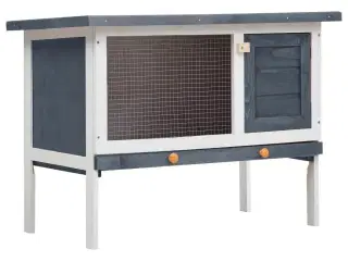 Udendørs kaninbur 1 niveau træ grå