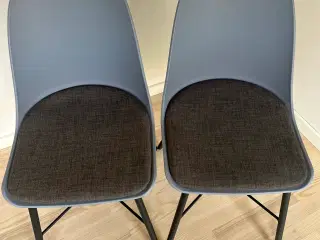 Spisebordsstole 2 stk. i lysblå plast m/grå stof