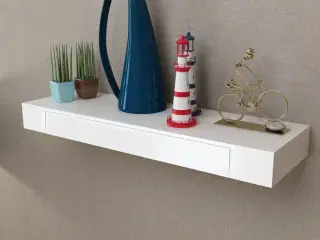 Væghylde med 1 skuffe MDF hvid
