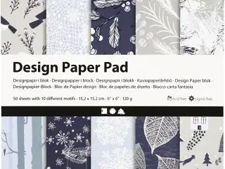 Designpapir i blok, ark 15,2x15,2 cm, 120 g, blå, grå, 50ark/ 1 pk.