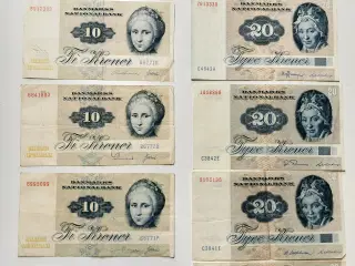 10 og 20 kroner sedler serie 1972