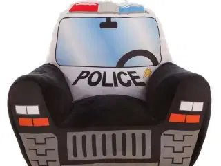 Børnelænestol politibil - sort akryl, 52 × 48 × 51 cm