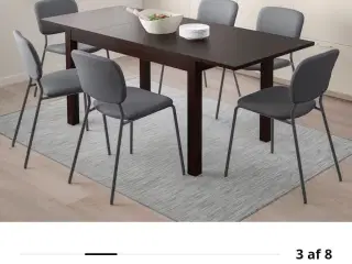 Spisebord med udtræk og stole 