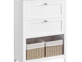 Badeværelsesskab – VASAGLE, 2 skuffer, justerbare skillevægge og 2 kurve, 30 × 60 × 80 cm, Cloud White