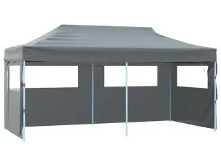 Foldbart pop-op-festtelt med sidevægge 3x6 m antracitgrå