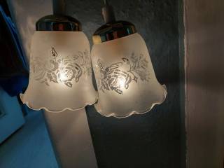 Pendel, retro 2 stk. glas/messing pendel