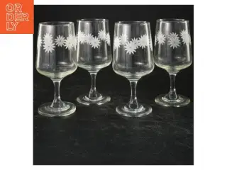 Sæt af glas med blomsterdesign (str. 15x6 cm)