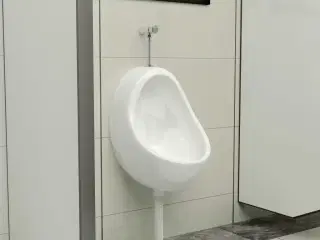 Væghængt urinal med skylleventil keramisk hvid