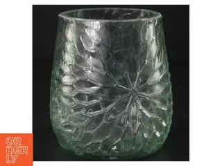 Presset Glas vase i smukt Is Krystal mønster  (str. 12 x ø, 10 cm)