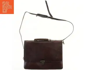 Brun læder skuldertaske (str. 39x29,5 cm)