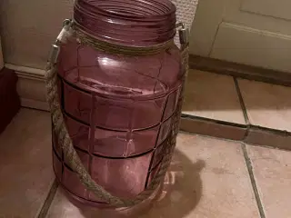 KØBES - Rosa glaskrukke/lanterne