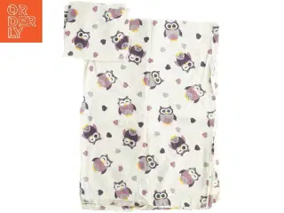 Dynebetræk og pudebetræk med uglemønster (str. 90 x 120 cm)