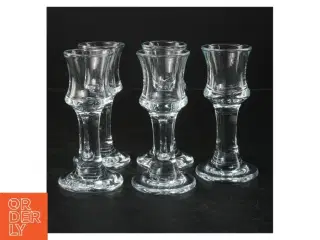 Glasklar danske skibs-snapseglas fra Holmegaard (str. 3,5 cl)