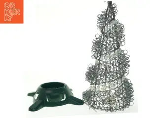Lys formet som juletræ (batteri) samt lille juletræsfod (str. 29x43 cm)
