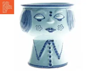 Keramisk vase med ansigtsmotiv (str. Ø 15x17 cm)