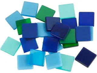 Minimosaik, str. 10x10 mm, tykkelse 2 mm, blå/grøn harmoni, 25g/ 1 pk.