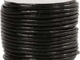 Sort lædersnor 1 mm - 10 meter til kreative projekter